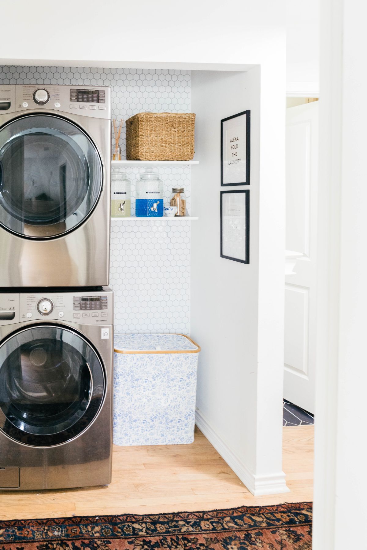 DIY Laundry Room Shelving - Get this farmhouse look