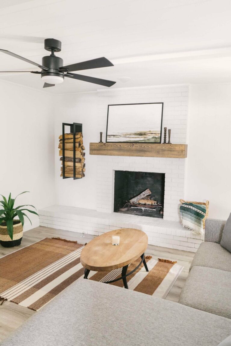 How to Paint a Brick Fireplace – Dated Fireplace Transformation at Our Flip House