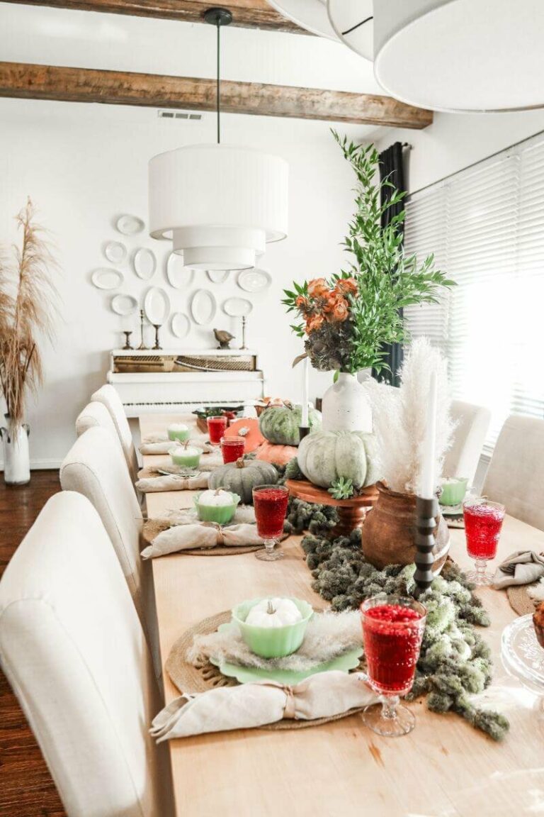 Fall Tablescape Dining Room Design with Dinner Menu Ideas