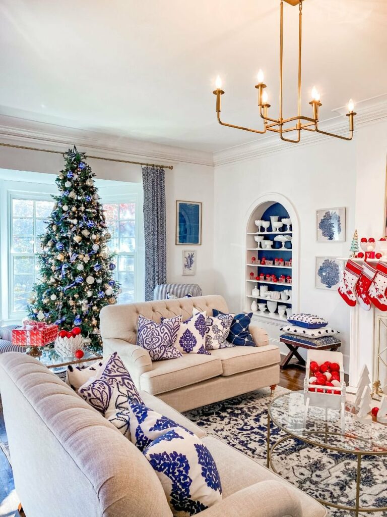 Blue and White and Red Christmas Decor - Thistlewood Farm